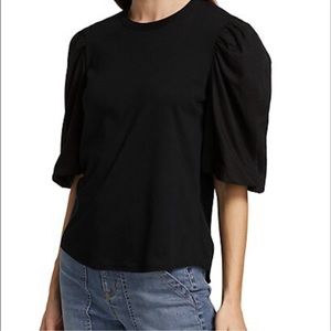 Veronica Beard NWT puff sleeve tee black